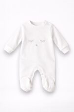 Bebek Uyku Tulumu Pamuklu Uzun Kollu Çıtçıtlı Beyaz - Görsel 2