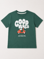 Good Vibes Baskılı Erkek Bebek Alt Üst Takım Yeşil Tişört & Şort - Görsel 2