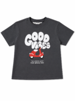 Good Vibes Baskılı Erkek Bebek Alt Üst Takım Füme Gri Tişört & Şort - Görsel 2