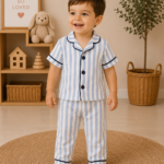 Mavi Çizgili Erkek Çocuk Pijama Takımı