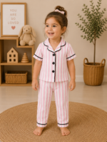 Pembe Çizgili Kız Çocuk Pijama Takımı